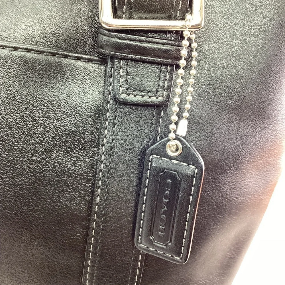 COACH VINTAGE HAMPTON BLACK SHOULDER BAG TOTE SMOOTH‎ LEATHER PURSE WORK